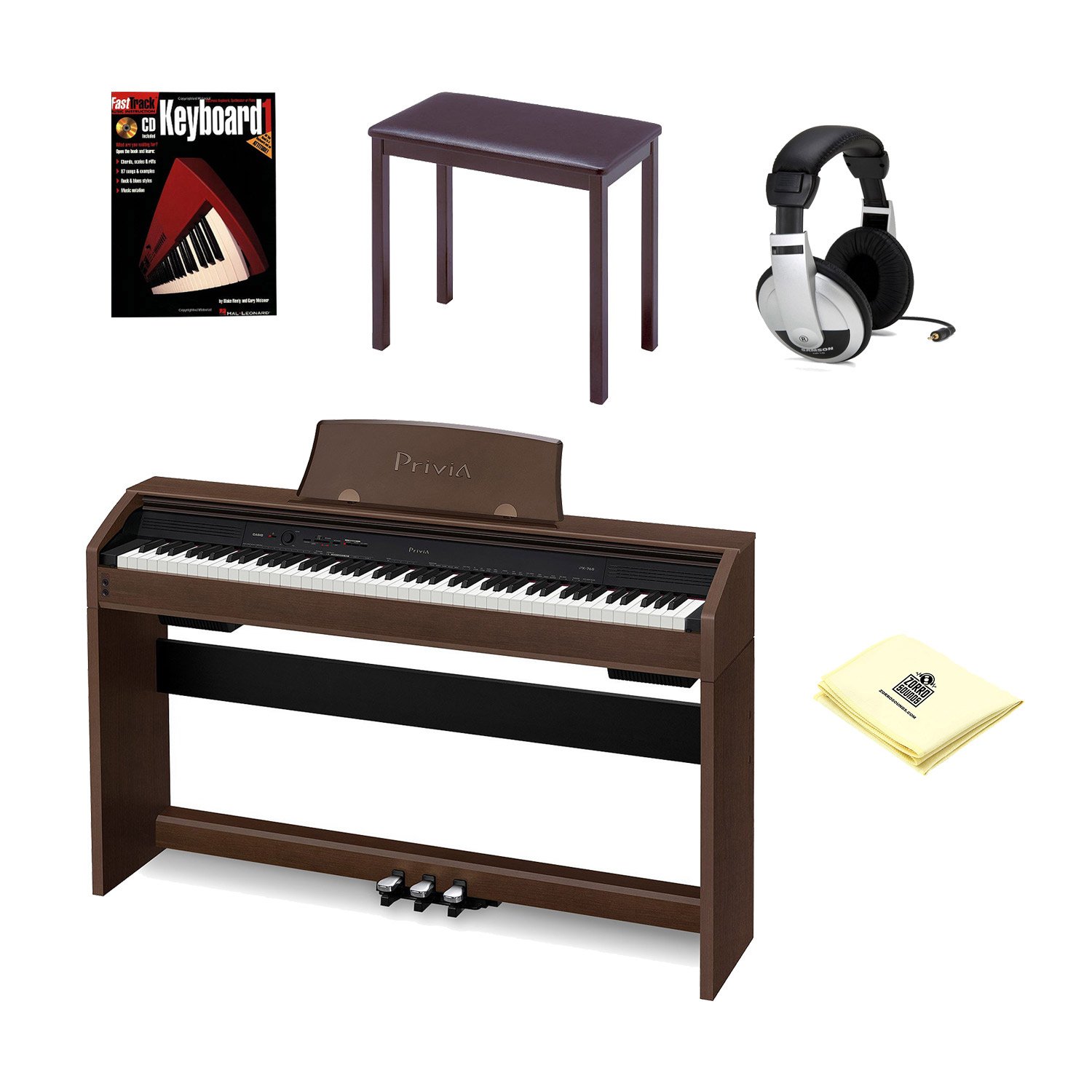 Casio PX750 Brown Digital Piano Bundle With Casio CB7 Brown